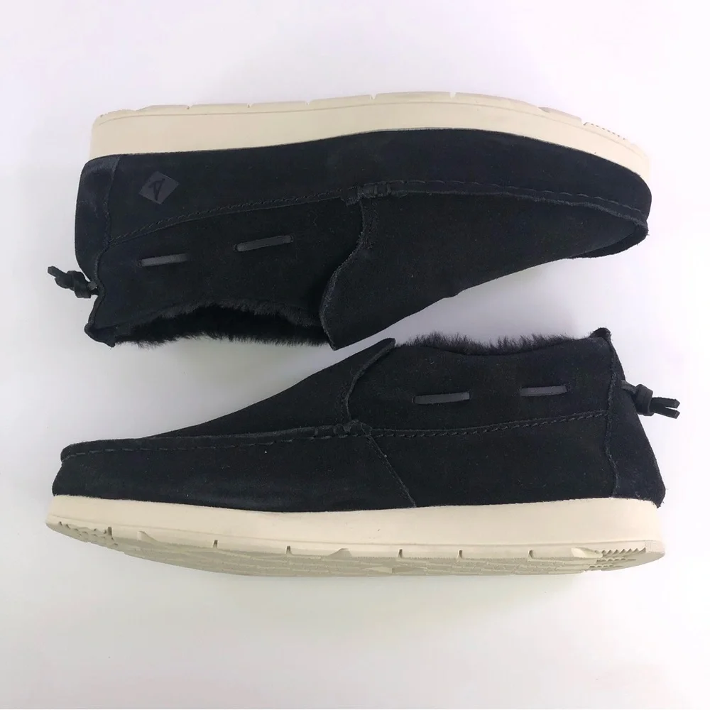 Sperry Mens Moc Sider Black Suede Lined Slip on Boots Shoes STS23724 Size 10.5M